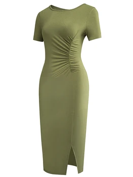 Gražus-amžinai Vasarą Moterys Madingas Kelio Ilgis Paprastas Atsitiktinis Suknelės su Pusės Split Slim Suknelė btyA218