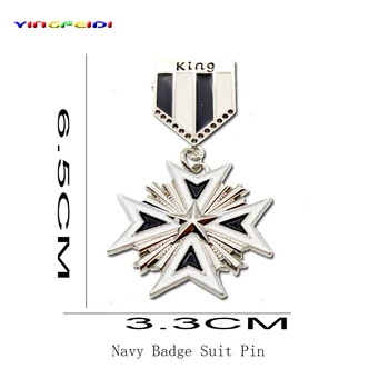 Harajuku Medalis Europos ir Amerikos Metalo Sagės Mažas Ženklelis karinio jūrų Laivyno Ženklelis Kostiumas Pin 0