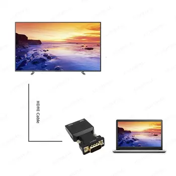 HD 1080P VGA į HDMI Konverteris Adapteris suderinamas Su Audio iš KOMPIUTERIO, Nešiojamojo kompiuterio į HDTV Projektorius HDMI suderinamus į VGA Adapteris