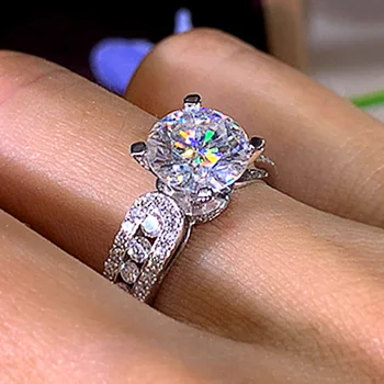 Huitan Šiuolaikinių Moterų Vestuvių Žiedai Puikus Kristalų Kubinis Cirkonis, Aukštos kokybės Sidabro Spalvos Moterų Sužadėtuvių Žiedas Papuošalai 3