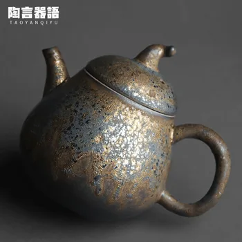 Japoniško stiliaus grubus keramikos moliūgų rankiniai arbatinukas tekstūros rankų darbo keramikos asmenybės kung fu arbatos ceremonija arbatos gamintojas