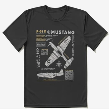 JAV P-51 D Mustang Vyrų T-Shirt Vasaros Trumpas Atsitiktinis Medvilnės Marškinėliai O-Kaklo Viršūnes Tees