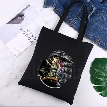 Jojo Keistų Nuotykių Grafikos Animacinių Filmų Atspausdinta Drobė Pečių Maišą Moterų Harajuku Juokinga Eco Aplinkos Shopper Bag Black