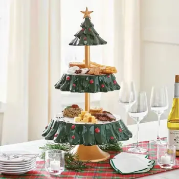 Kalėdų Eglutė Desertas Plokštės Naujųjų Metų Dekoracija Užkandžių Dubuo Maisto Dėklas Twin City Laikiklis Pyragas Vaisių Saldainiai Šalies Prekių 4