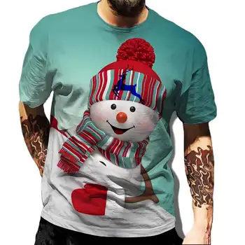 Kalėdų Karnavalas Santa Claus Laimingų Naujųjų Metų Dovana vyriški ir moteriški Marškinėliai Hip-Hop 3D Spausdinimo Raundo Kaklo Tee Trumpas Rankovės Viršų
