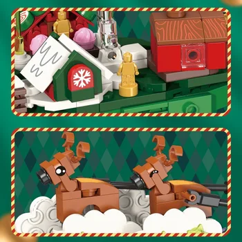 Kalėdų Legenda Dovanos Santa Claus Vežimo Modelio Blokai Su Šviesos Stiklo Plytos Žaislai Vaikams, Naujųjų Metų Dovanos