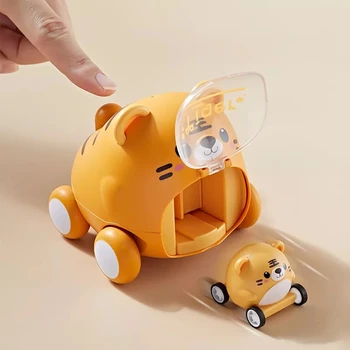Katapulta Inercijos Automobilių Žaislas Montessori vaikų Žaislų Automobiliai 1 2 Metų Pyplys Animacinių filmų Traukti Atgal, Automobilių Interaktyvus Žaislas Vaikams-Kūdikiams