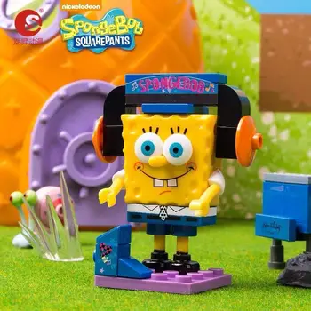 Kawaii SpongeBobs Patrick Star Animacinių Filmų Mielas Gashapon Blokų Surinkimo Scenos Anime Pav Lėlės, Žaislai Mergaitėms