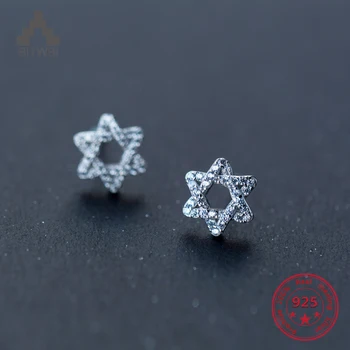 Korėjos Naujas Stilius 925 Sterlingas Sidabro Paprasta Mados Chic Hexagram Diamond Stud Auskarai Papuošalai Moterims