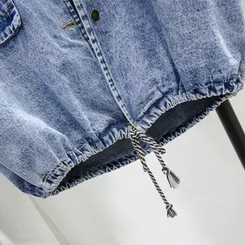 Korėjos stiliaus moterų pavasarį ir rudenį naujų mm prarasti gaubtu atsitiktinis siuvinėtas švarkelis džinsinio striukė 5