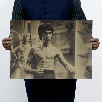Kung Fu žvaigždė Bruce Lee nostalgišką retro kraftpopieris plakatas, tapyba core kambarį apdailos juostos apdailos dažymo 51x35.5cm