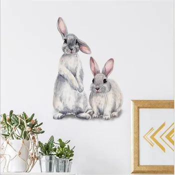 Kūrybinis Tapybos Easter Bunny Modeliavimas Dvi Mielas Triušiai Sienų Lipdukai Dekoratyviniai, Miegamojo Kambarį Patikras Sienos