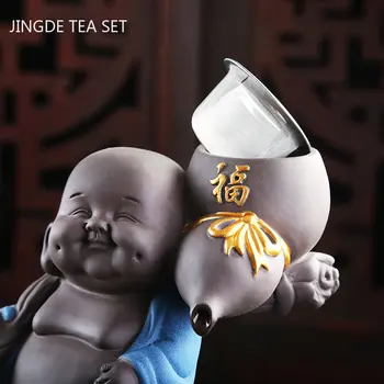 Kūrybos Raudonos Molio Maitrėjos Budos Arbatos Kiaurasamtis Papuošalai Kinijos Teaware Priedai Arbatos Lovelio Apdaila Amatų Arbatos Pet