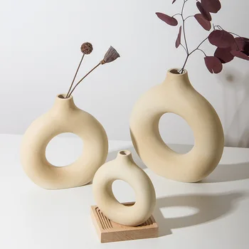 Kūrybos Vaza Šiaurės Stiliaus Šiuolaikinės Keramikos Susitarimą Džiovintų Gėlių Namų Kambarį Biuro Stalo Puošimas Ornamentais, Vazos