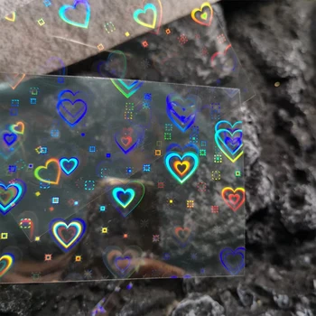 Lazerio Širdies Blizgučiai Nagų Lipdukai ant Vinių Naujųjų Metų Pluošto Aurora Mielas Širdis Šviesos Nagų Lipdukai, 3d Holograma Graviruotas Nagų Dailė