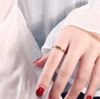 Mados Grandinės Žiedas, Nerūdijančio Plieno, Moterų Žiedas trijų spalvų Žiedas Moterų Patinka Papuošalai Valentino Diena Dovana