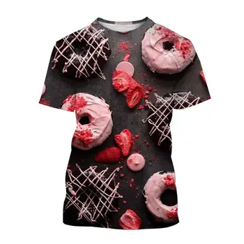 Mados Spurgos 3d Spausdinimo Vyrų, Moterų Ir Vaikų marškinėliai Maisto Modelis Apvalios Kaklo Harajuku Kvėpuojantis Šviesos Vasaros Viršūnes