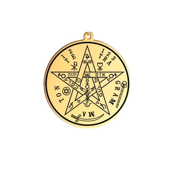 Mano forma 1 vnt Wiccan Pentacle Pentagram Amuletas, Talismanas Pakabukas Vyrų Karoliai Nerūdijančio Plieno Derliaus Religous Pakabukai