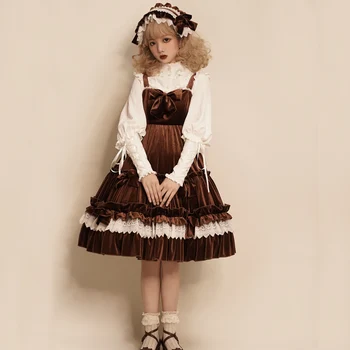 Megztinis Gothic Lolita Marškinėliai Moterims Raukiniai, Nėriniai Madinga Balta Juoda Ilgomis Rankovėmis Palaidinė Golfo Pagrindinio Viršūnes Paauglių Mergaičių Streetwear