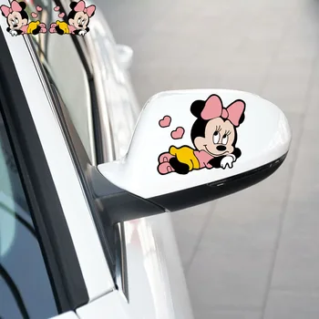 Mielas Peliukas Mikis Automobilių Lipdukai Disney Stiliaus Juokinga, Auto Langą Vairuotojo Veidrodis Peep Minnie Mouse Lipdukai Prekinis, Galinis Stiklo Apdaila