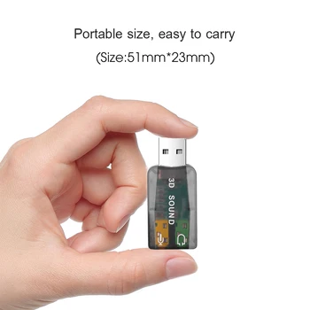 Mini Išorinė USB Garso Plokštę Su 3,5 mm Mic Ausinių Lizdas Stereo 3D Ausinės, Audio Adapteris Garsiakalbis Sąsaja Nešiojamas KOMPIUTERIS 5