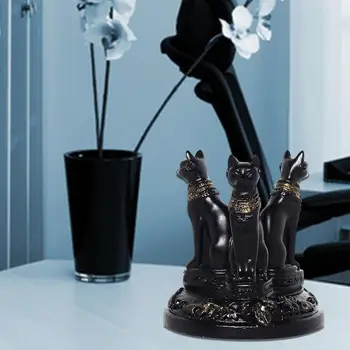 Mini Stalo Egipto Katė Statula Bastet Katės Krištolo Rutulys, Kamuolys Stovi Triple Deivė Dervos Figūrėlės Namų Dekoro