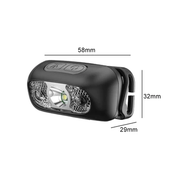 Mini Įkraunamas LED Žibintas USB Jutiklis Galvos Žibintuvėlis, Kempingas, Žvejyba, Dviračių Žibintas Žibintuvėlis Priekiniai Žibintai