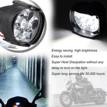 Moto ATV 12V 6500K Motociklo priekinis žibintas Priešrūkinis Motoroleris, LED Prožektoriai Darbo Motorinių Vietoje Šviesos Žibintas DRL Balta Automobilio priekinis žibintas 1