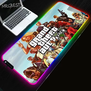 MRG Didelis RGB Žaidimas GTA5 Pelės Padas neslidus Natūrali Guma Užrakto Krašto V CSGO LOL Klaviatūros KOMPIUTERYJE Kilimėlis