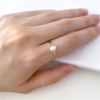 Natūralūs Gėlavandenių Perlų Baroko Vielos Žiedais 2021 Tendencija Estetinės Derliaus Neįprastas Žiedas Jubiliejų Dovana Moterims, Bižuterijos