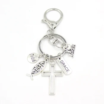Naujas Atvykimo Jėzus Key Chain Malonės Kryžiaus Tikėjimo Keychain Raktų Žiedas Turėtojas Maišelį Pakabukas Aksesuaras Papuošalai Kalėdų Dovanas Moterims Vyrai 0