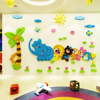 Naujas dizainas animacinių filmų gyvūnų sienų lipdukai žaidimo kambarys, vaikų kambarys lipdukai