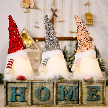 Naujas Kalėdiniai papuošimai Kalėdų blizgučiai su šviesos Rudolph lėlės, Kalėdų švyti beveidis lėlės, papuošalai