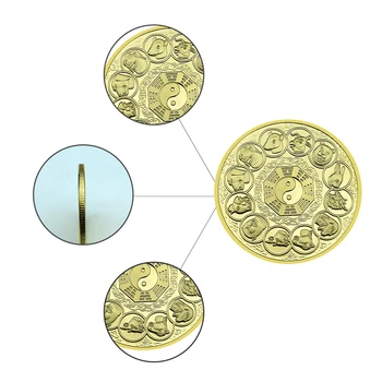 Naujas Kinų Drakonas Progines Monetas Auksu Spalvingas Drakonas Metalo 12 Zodiako Pasisekė Monetų Kolekciją Dovana