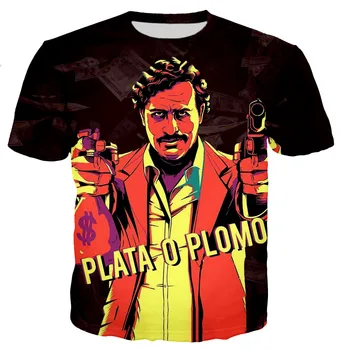 Naujas Narcos T-Shirts Pablo Escobar 3D Spausdinimo Streetwear Vyrai Moterys Mados Negabaritinių Marškinėliai O-Kaklo Tees Viršūnes Hip-Hop Vyrų Drabužiai. 0