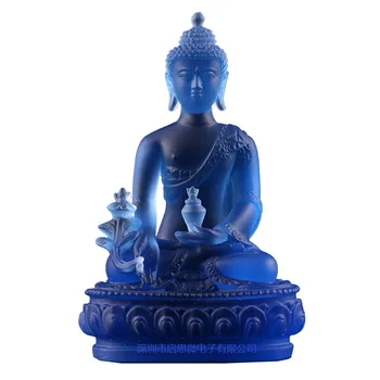 Naujausias Spalvos glazūra budos statula Bhaisajyaguru pav Bhaisajya Budos statulėlės medicinos Budos bodhisatvos sėkmės
