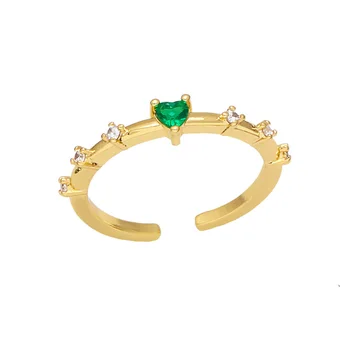 Nauji Green Diamond Širdies Žiedai Moterų Paprastas Prabangos Geometrinis Reguliuojamas Žiedo Moterų Mados Dizaino Papuošalai, Aksesuarai, Didmeninė