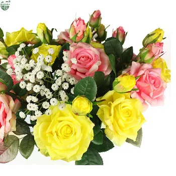 Nekilnojamojo Touch Rose Rinkiniai Puokštė Latekso Padengtas Šilko Gėlių Home/Vestuves/Marrige/Šalis Dekoro Gėlių, Dekoratyvinių Dirbtinės Gėlės 1