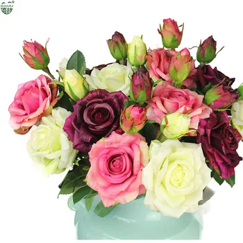 Nekilnojamojo Touch Rose Rinkiniai Puokštė Latekso Padengtas Šilko Gėlių Home/Vestuves/Marrige/Šalis Dekoro Gėlių, Dekoratyvinių Dirbtinės Gėlės 3