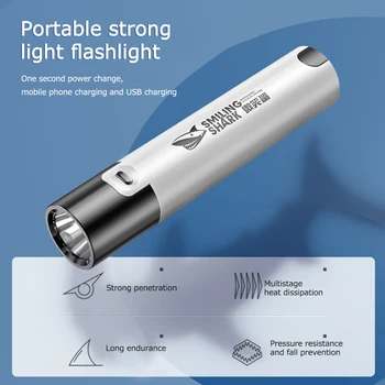 Nešiojamų Mini LED Žibintuvėlis Pastatytas Baterijos Gali Būti Keičiamos Vandeniui USB Linterna Kaip Galios Banko Fakelas Linterna Kempingas