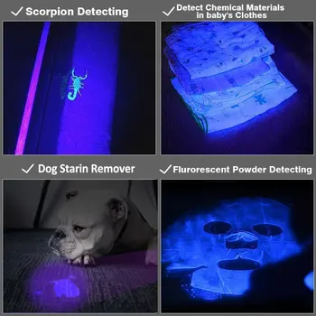 Nešiojamų UV LED Žibintuvėlis Zoomable UV Žibintuvėlis 395nm Ultra Violet Fotoblyksčių Lempos, Už Žymeklio Tikrintuvas Augintinio Šlapimo Nustatymo 2