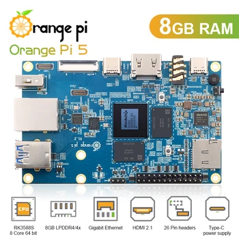 Oranžinė Pi 5 8GB RK3588S,PCIE Modulis Išorės WiFi+BT,SSD Gigabit Ethernet Bendrosios Valdybos Kompiuterį, Paleisti Android Debian OS 4