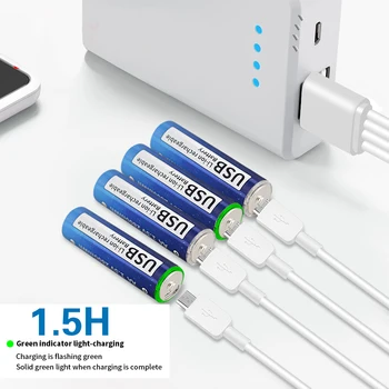 PALO 1,5 V AA Li-Ion Baterija 2800mWh Li-Polimero USB AA Įkraunamos Ličio jonų Baterijos Batteri AA Už Pelė, Klaviatūra+USB Laidas 4