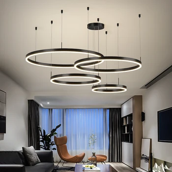 Ratas liustra kambarį lempos modernus minimalistinio tuščiaviduriai atmosferą namų žiedas lempos valgomasis lempos derinys lempos