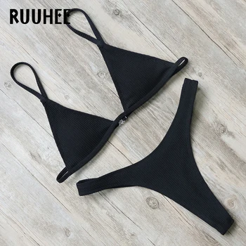 RUUHEE Seksualus Brazilijos Bikini Komplektas 2019 M. maudymosi Kostiumėliai Moterims, maudymosi kostiumėlį, Maudymosi Kostiumą, Micro Bikini Kietas Moterų Paplūdimio Su Kamšalu 0