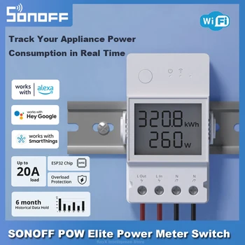 SONOFF POW Elito 16A/20A Elektros Skaitiklio Smart Switch Apsauga nuo Perkrovos Nekilnojamojo Laikmatis Smart Home Dirbti su eWeLink Alexa 