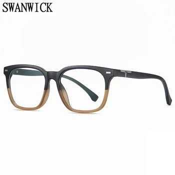 Swanwick mėlynos šviesos blokavimas akinius aikštėje akinių rėmeliai moterų Trumparegystė kompiuterio akinių optinis juodas leopardas vyrų tr90 2