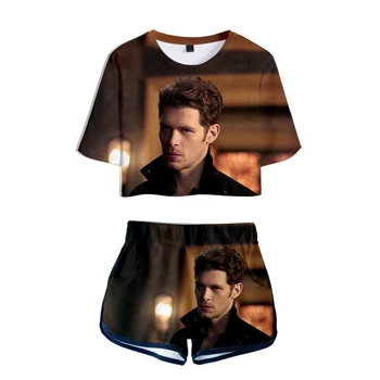 TV serialas Vampyro Dienoraščiai Niklaus Mikaelson Dviejų dalių rinkiniai Moterims Mados mergaičių 3D T-marškinėliai, šortai, Drabužiai