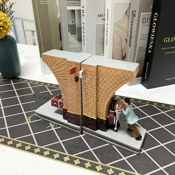 Unikalus geležinkelio Stoties Sienos Platforma stovas knygoms Dekoratyvinis BookNook Miniatiūriniai Magijos Pasaulį Dervos stovas knygoms Nustatyti Lentynoje Apdaila