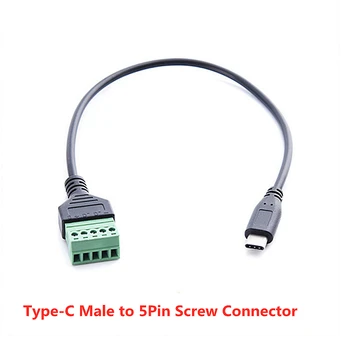 USB Micro Vyrų ar Moterų Tipas-C Male USB 2.0 Male Mini USB Vyras į 5Pin Varžto Jungtis su Shield Terminalo Kištuko Adapterio Kabelis 2
